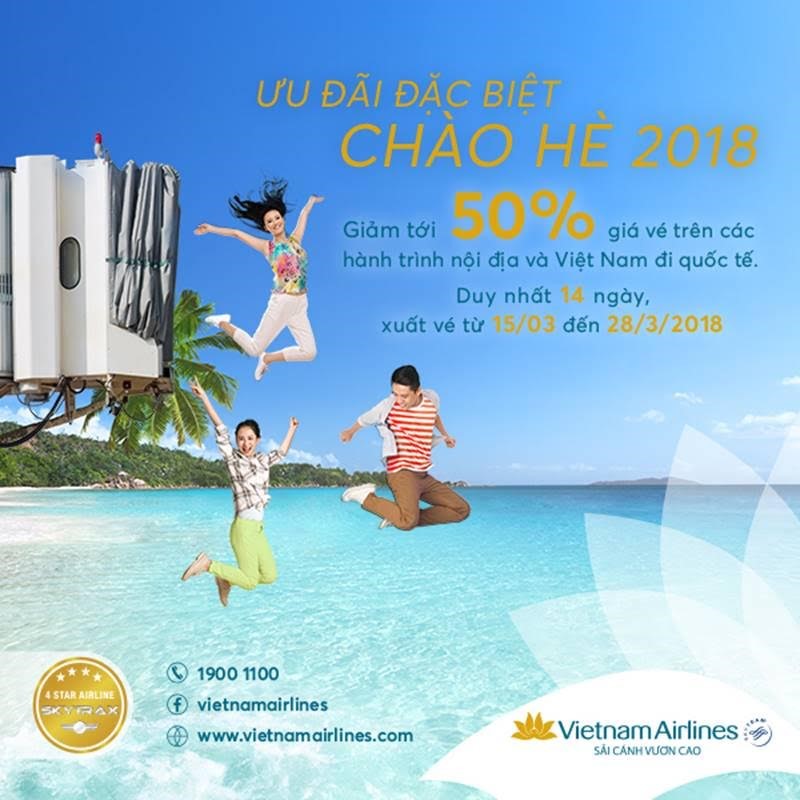 Vietnam Airline chào hè 2018 Ưu đãi đặc biệt hấp dẫn đi nội địa và quốc tế